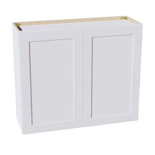 HF - W3630: Frost White Shaker 36"W x 30"H 2 Doors & 2 Shelves Standard Wall Cabinet - homecabinets