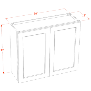 HF - W3630: Frost White Shaker 36"W x 30"H 2 Doors & 2 Shelves Standard Wall Cabinet - homecabinets