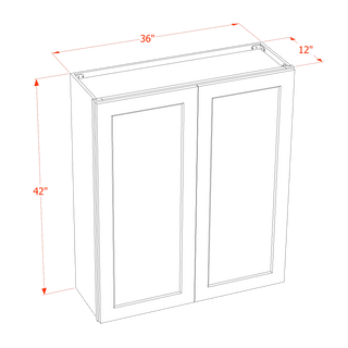 HF - W3642: Frost White Shaker 36"W x 42"H 2 Doors & 3 Shelves Standard Wall Cabinet - homecabinets