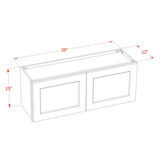 HF - W3915: Frost White Shaker 39"W x 15"H 2 Doors Standard Wall Bridge Cabinet - homecabinets