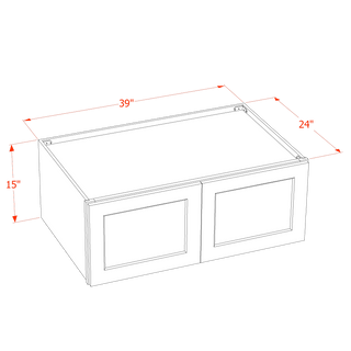 HF - W391524: Frost White Shaker 39"W x 15"H x 24"D 2 Doors Standard Bridge Wall Cabinet - homecabinets