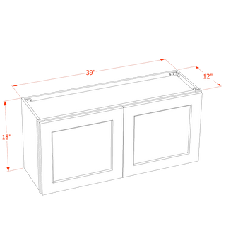 HF - W3918: Frost White Shaker 39"W x 18"H 2 Doors Standard Wall Bridge Cabinet - homecabinets