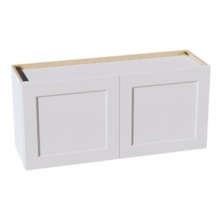 HF - W3918: Frost White Shaker 39"W x 18"H 2 Doors Standard Wall Bridge Cabinet - homecabinets