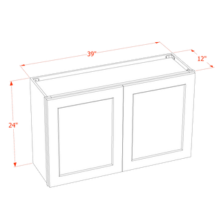 HF - W3924: Frost White Shaker 39"W x 24"H 2 Doors Standard Wall Bridge Cabinet - homecabinets