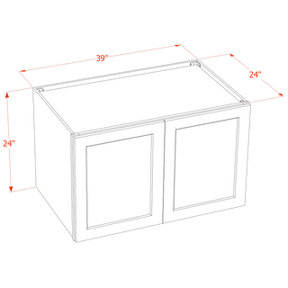 HF - W392424: Frost White Shaker 39"W x 24"H x 24"D 2 Doors & 1 Shelf Standard Bridge Wall Cabinet - homecabinets