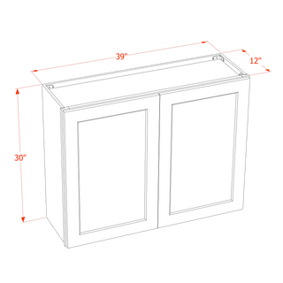 HF - W3930: Frost White Shaker 39"W x 30"H 2 Doors & 2 Shelves Standard Wall Cabinet - homecabinets