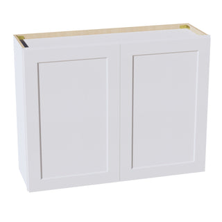 HF - W3930: Frost White Shaker 39"W x 30"H 2 Doors & 2 Shelves Standard Wall Cabinet - homecabinets