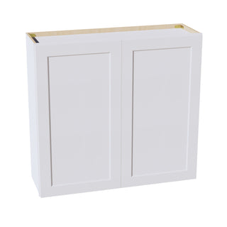 HF - W3936: Frost White Shaker 39"W x 36"H 2 Doors & 2 Shelves Standard Wall Cabinet - homecabinets