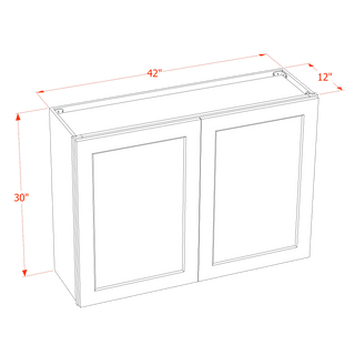 HF - W4230: Frost White Shaker 42"W x 30"H 2 Doors & 2 Shelves Standard Wall Cabinet - homecabinets