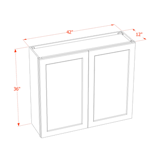 HF - W4236: Frost White Shaker 42"W x 36"H 2 Doors & 2 Shelves Standard Wall Cabinet - homecabinets