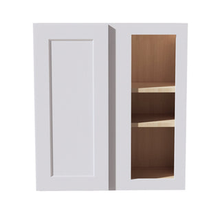 HF - WBC2730: Frost White Shaker 27"W x 30"H 1 Door & 2 Shelves Wall Blind Corner Cabinets - homecabinets