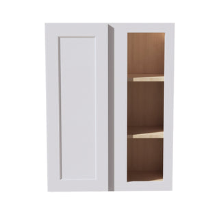 HF - WBC2736: Frost White Shaker 27"W x 36"H 1 Door & 2 Shelves Wall Blind Corner Cabinets - homecabinets