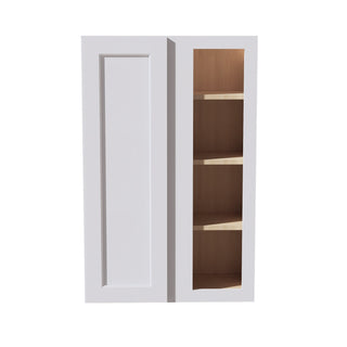 HF - WBC2742: Frost White Shaker 27"W x 42"H 1 Door & 2 Shelves Wall Blind Corner Cabinets - homecabinets