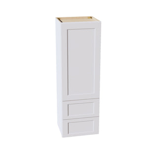 HF - WD1854: Frost White Shaker 18"W x 54"H 1 Door & 2 Drawers Special Wall Cabinet - homecabinets