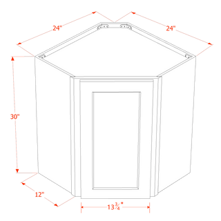 HF - WDC2430: Frost White Shaker 24"W x 30"H 1 Door & 2 Shelves Diagonal Wall Corner Cabinet - homecabinets