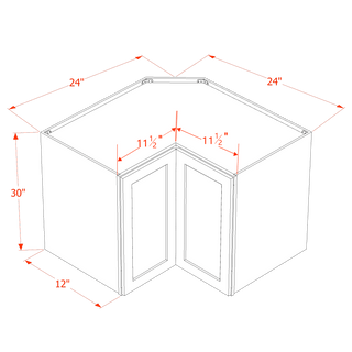 HF - WPC2430: Frost White Shaker 24"W x 30"H 1 Door & 2 Shelves Pie Cut Wall Corner Cabinet - homecabinets