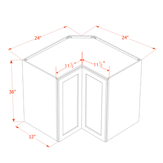 HF - WPC2436: Frost White Shaker 24"W x 36"H 1 Door & 2 Shelves Pie Cut Wall Corner Cabinet - homecabinets