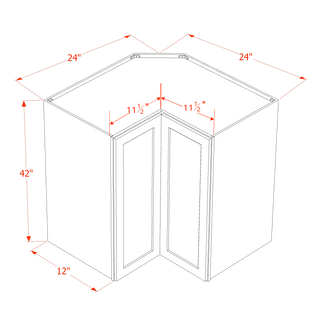 HF - WPC2442: Frost White Shaker 24"W x 42"H 1 Door & 3 Shelves Pie Cut Wall Corner Cabinet - homecabinets