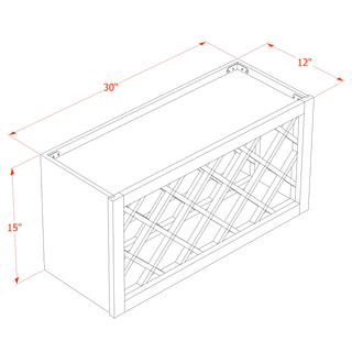 HF - WR3015: Frost White Shaker 30"W x 15"H x 12"D Wall Wine Rack Incl. Shelf - homecabinets