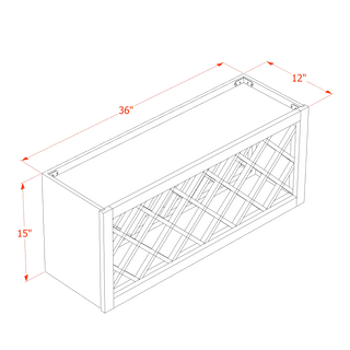 HF - WR3615: Frost White Shaker 36"W x 15"H x 12"D Wall Wine Rack Incl. Shelf - homecabinets