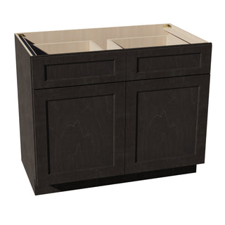 HG - B42: Dark Gray Shaker 42" 2 Drawers 2 Doors Standard Base Cabinet - homecabinets