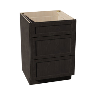 HG - DB24: Dark Gray Shaker 24" 3 Drawers Base Cabinet - homecabinets