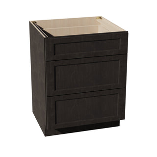 HG - DB27: Dark Gray Shaker 27" 3 Drawers Base Cabinet - homecabinets