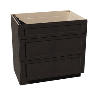 HG - DB36: Dark Gray Shaker 36" 3 Drawers Base Cabinet - homecabinets