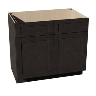 HG - SB39: Dark Gray Shaker 39" 2 Doors 2 False Drawers Sink Base Cabinet - homecabinets