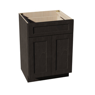 HG - VB2421: Dark Gray Shaker 24"W x 34 - 1/2"H x 21"D 2 Doors & 1 Drawer Double Door Vanity Base Cabinets - homecabinets