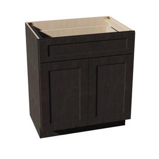 HG - VB3021: Dark Gray Shaker 30"W x 34 - 1/2"H x 21"D 2 Doors & 1 Drawer Double Door Vanity Base Cabinets - homecabinets