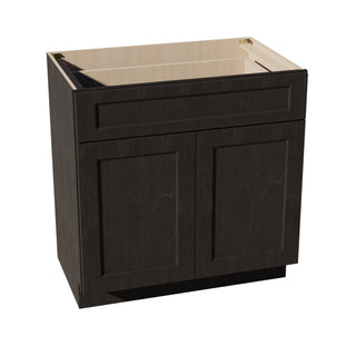 HG - VB3321: Dark Gray Shaker 33"W x 34 - 1/2"H x 21"D 2 Doors & 1 Drawer Double Door Vanity Base Cabinets - homecabinets