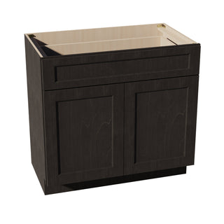 HG - VB3621: Dark Gray Shaker 36"W x 34 - 1/2"H x 21"D 2 Doors & 1 Drawer Double Door Vanity Base Cabinets - homecabinets