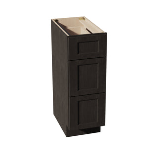 HG - VDB1221: Dark Gray Shaker 12"W x 34 - 1/2"H x 21"D 3 Drawers Vanity Base Cabinets - homecabinets