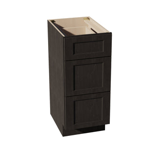 HG - VDB1521: Dark Gray Shaker 15"W x 34 - 1/2"H x 21"D 3 Drawers Vanity Base Cabinets - homecabinets