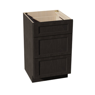 HG - VDB2121: Dark Gray Shaker 21"W x 34 - 1/2"H x 21"D 3 Drawers Vanity Base Cabinets - homecabinets