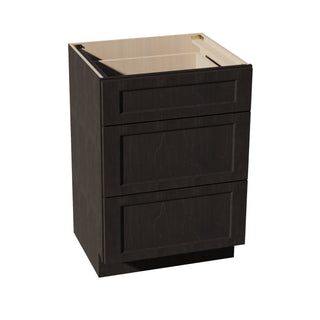 HG - VDB2421: Dark Gray Shaker 24"W x 34 - 1/2"H x 21"D 3 Drawers Vanity Base Cabinets - homecabinets