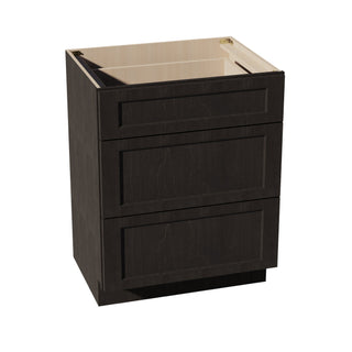 HG - VDB2721: Dark Gray Shaker 27"W x 34 - 1/2"H x 21"D 3 Drawers Vanity Base Cabinets - homecabinets