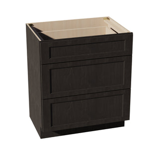 HG - VDB3021: Dark Gray Shaker 30"W x 34 - 1/2"H x 21"D 3 Drawers Vanity Base Cabinets - homecabinets