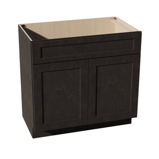 HG - VSB3621: Dark Gray Shaker 36"W x 34 - 1/2"H x 21"D 2 Doors & 1 False Drawer Vanity Sink Base Cabinets - homecabinets