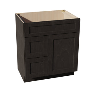 HG - VSD3021L: Dark Gray Shaker 30"W x 34 - 1/2"H x 21"D 1 Door & 2 Left Drawers Offset Vanity Sink Base Cabinets - homecabinets