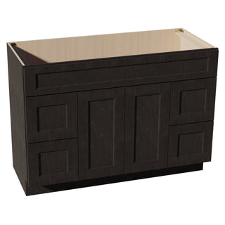 HG - VSD4821: Dark Gray Shaker 48"W x 34 - 1/2"H x 21"D 2 Doors, 4 Drawers & 1 False Drawer Centered Vanity Sink Base Cabinets - homecabinets