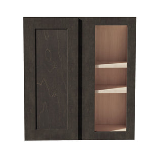 HG - WBC2730: Dark Gray Shaker 27"W x 30"H 1 Door & 2 Shelves Wall Blind Corner Cabinets - homecabinets