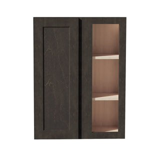 HG - WBC2736: Dark Gray Shaker 27"W x 36"H 1 Door & 2 Shelves Wall Blind Corner Cabinets - homecabinets