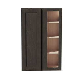 HG - WBC2742: Dark Gray Shaker 27"W x 42"H 1 Door & 2 Shelves Wall Blind Corner Cabinets - homecabinets