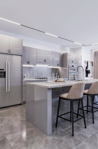 High Glossy Gray 10x10 Kitchen - homecabinets