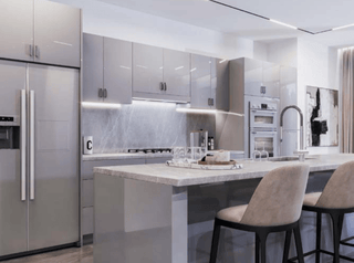 High Glossy Gray 10x10 Kitchen - homecabinets