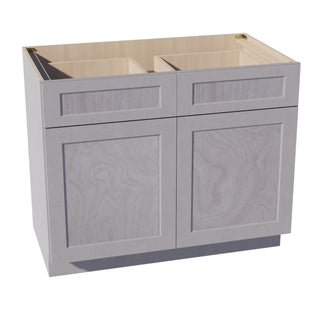 HLG - B42: Light Gray Shaker 42" 2 Drawers 2 Doors Standard Base Cabinet - homecabinets