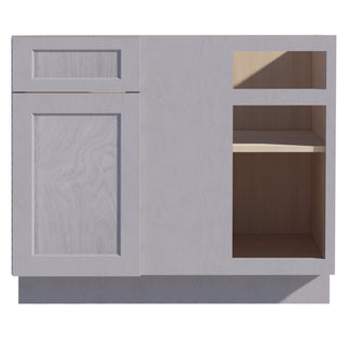 HLG - BBC42/45: Light Gray Shaker 42" 1 Door - 1 Drawer Blind Corner Base Cabinets - homecabinets