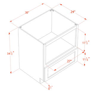 HLG - BMC30: Light Gray Shaker 30" 1 Drawer Base Built - in Microwave Cabinets - homecabinets